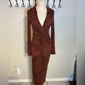Free People Shayla wrap midi Long sleeve NWT size xs
